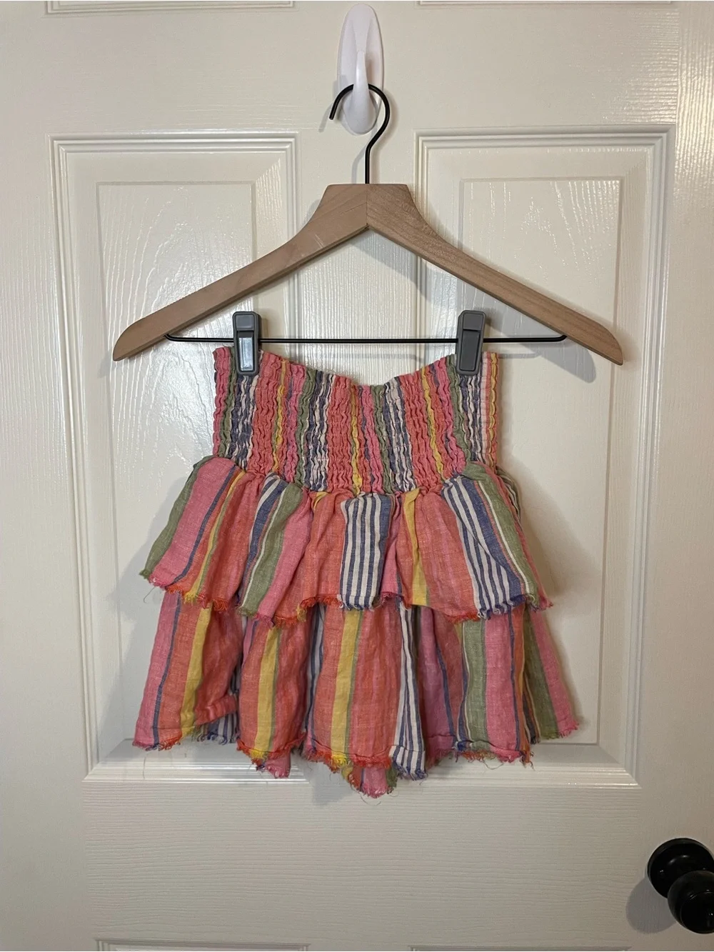 Sundays Lara Linen Mini Skirt in Multi Stripe Size XS